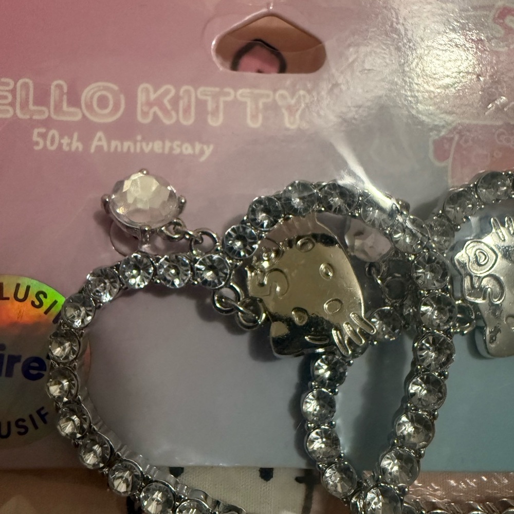 Hello Kitty 50th Anniversary Silver Crystal Earrings